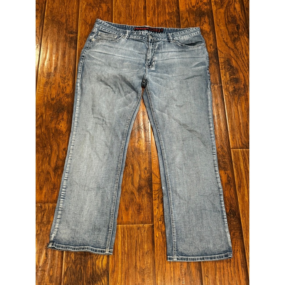 Rock and Roll Denim Jeans Light Wash Barrel Straight Leg 40x32 (Measures 40x30)